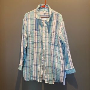 Caslon plaid cotton gauze shirt